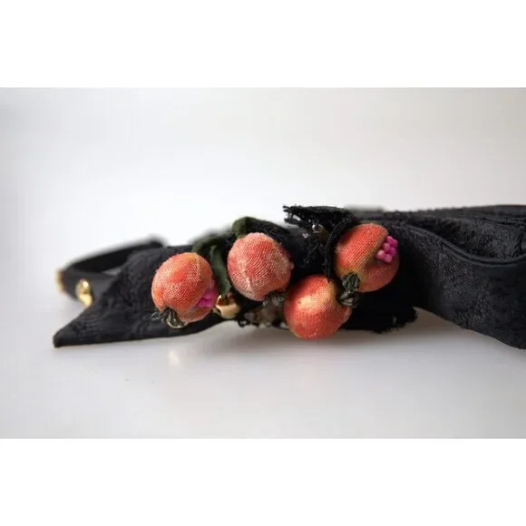 Dolce & Gabbana Black with multicolor Fig Fruit Crystal Tiara Diadem Headband
